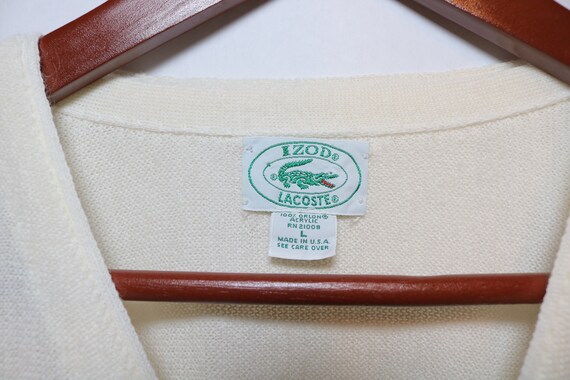 Vintage 70s Cream Izod Lacoste Knit Cardigan Swea… - image 6