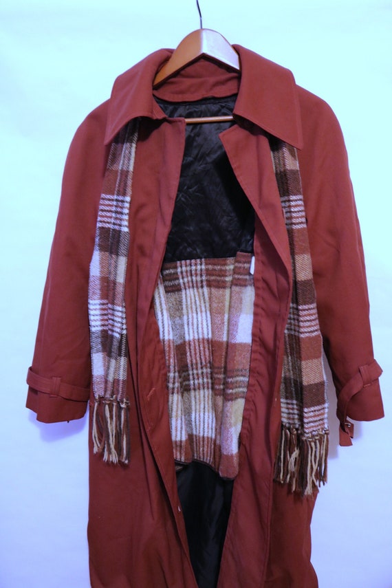 Vintage 60s 70s London Fog Maroon and Paid Trench 