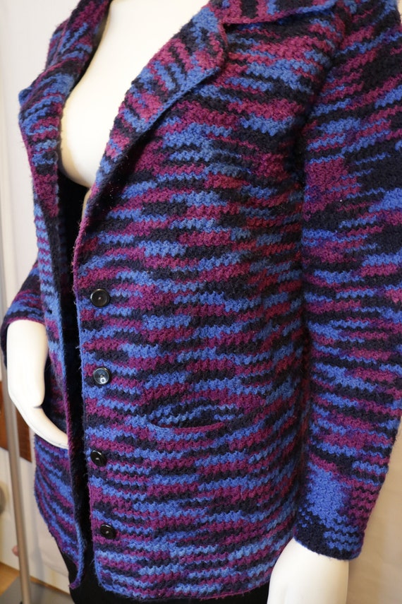 Vintage Purple Blue Crocheted Oversized Blazer