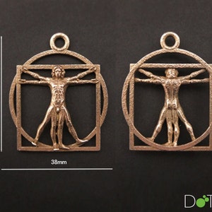 3D Printed Stainless Steel Vitruvian Man key Chain image 3