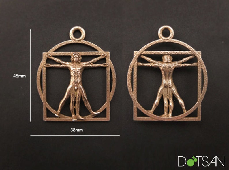 3D Printed Stainless Steel Vitruvian Man key Chain image 3