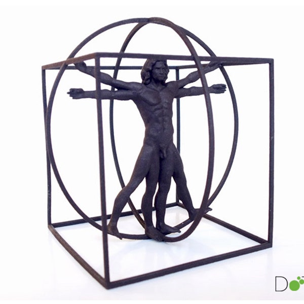 Hombre de Vitruvio negro impreso en 3D