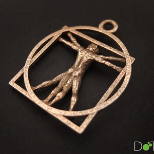 3D Printed Stainless Steel Vitruvian Man key Chain image 4