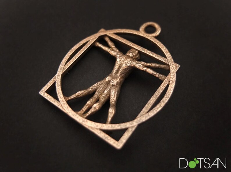 3D Printed Stainless Steel Vitruvian Man key Chain image 4