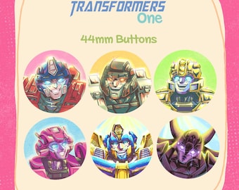 Transformers Earthspark Pin Back Buttons 44mm