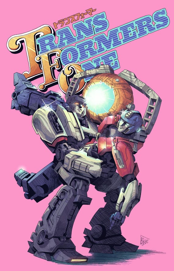 Transformers One 5x7 Print parody of Jojos Bizzare Adventure Steel Ball Run Cover