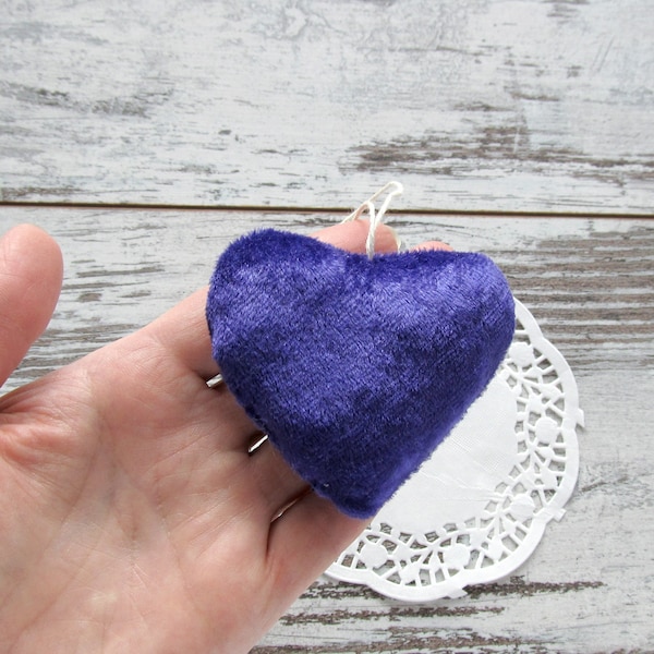 Purple velvet hearts, Wedding ornaments, Shabby chic velours decor, Valentines Day gift, Christmas hearts ornaments, Wedding Love Decoration