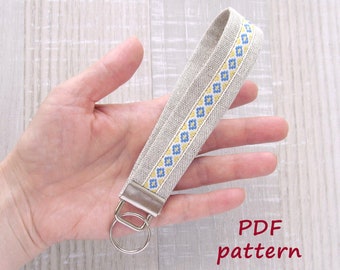 Porte-clés PDF Patron de couture, Tutoriel de couture de porte-clés, Patron de sangle de bracelet, Porte-clés en tissu DIY, Tutoriel de patron de couture - Téléchargement PDF