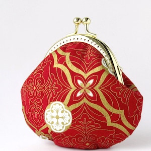 Red Coin Purse with Gold Metal Frame, Christmas Red Change Purse, Kiss Lock Coin Purse, Red Purse with White and Gold, Holiday Gift for her