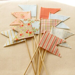 Mint blue flags, turquoise home decor, spring floral decoration, SET of 5