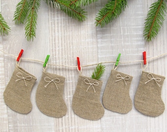 Juego De 6 Medias De Navidad De Arpillera - Grandes, Para Colgar En El Árbol O Chimenea, Decoración Y Bolsa De Regalos