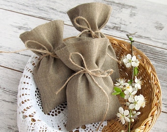 SET OF 50 Burlap Wedding Favor Bags, Gift Bags, Rustic Candy Bags - 4 х 6