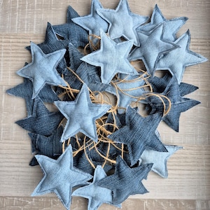 Denim stars, Christmas Ornaments, Boho Home Decor, Jeans stars, Valentines Day gift, Wedding Love Decoration, Upcycle Denim, Recycle Jeans image 8