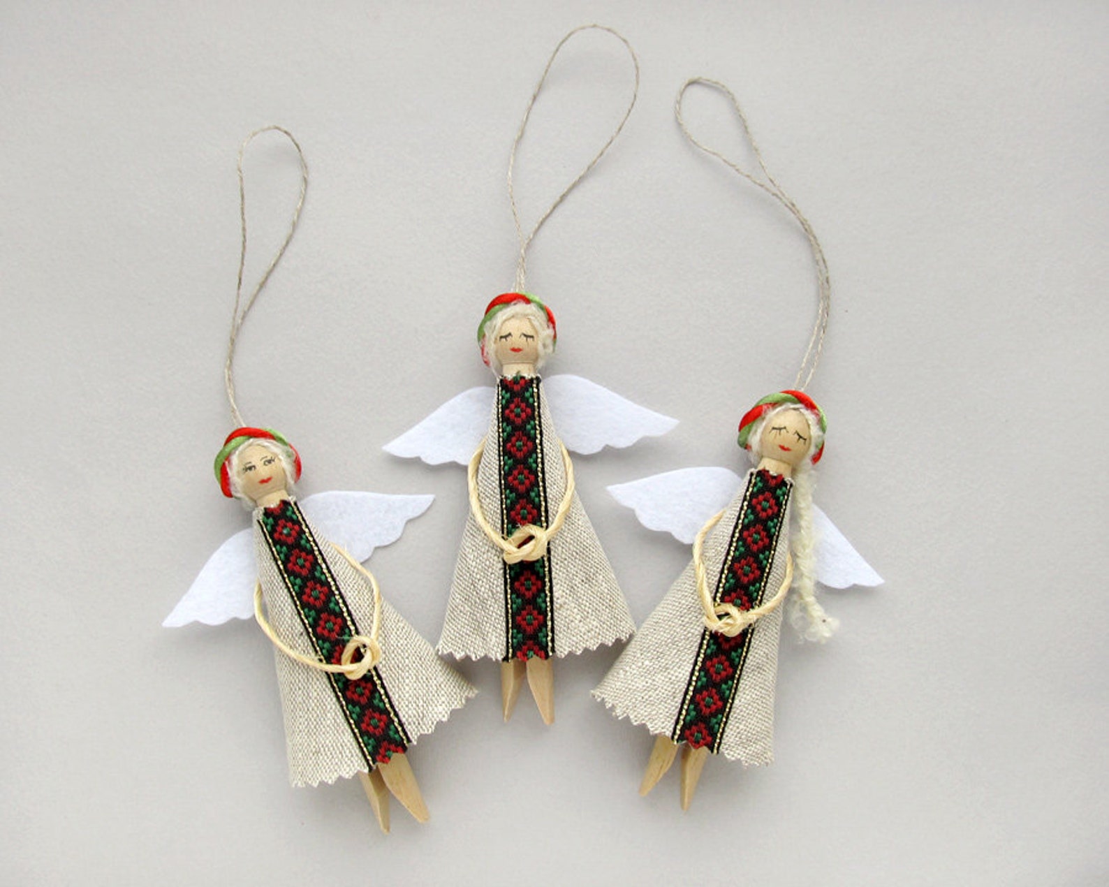 Christmas Ornaments Ukrainian Angels Folk Decor Christmas Etsy