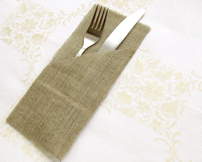 Burlap Silverware Holder Flatware Holder Holidays Table Etsy