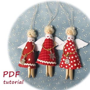 Angelo di Natale in PDF, Tutorial per decorazioni natalizie, Decorazioni natalizie fai da te, Decorazioni natalizie per la casa, Giocattolo per l&#39;albero di Natale, Modello angelo in PDF
