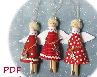 Ange de Noël PDF, tutoriel décorations de Noël, décorations de Noël à faire soi-même, décoration des fêtes, arbre de Noël jouet, patron PDF ange