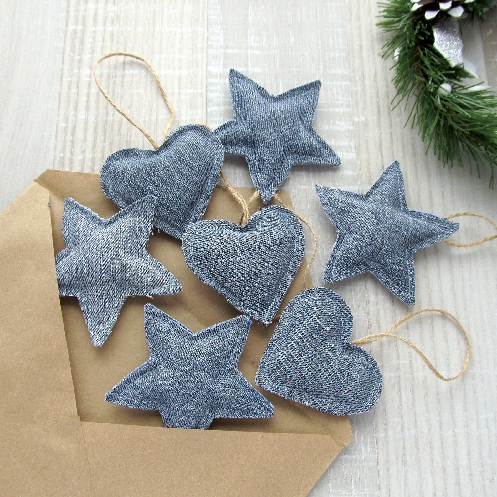 Denim Stars Christmas Ornaments Boho Home Decor Jeans - Etsy