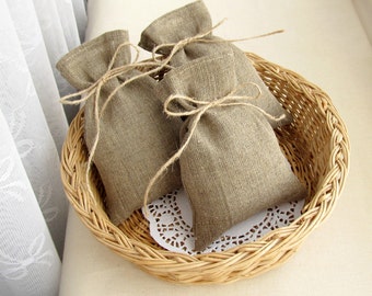 SET OF 25 Eco Rustic Linen Wedding Favor Bags, Gift Bags, Candy Bags - 4 х 6