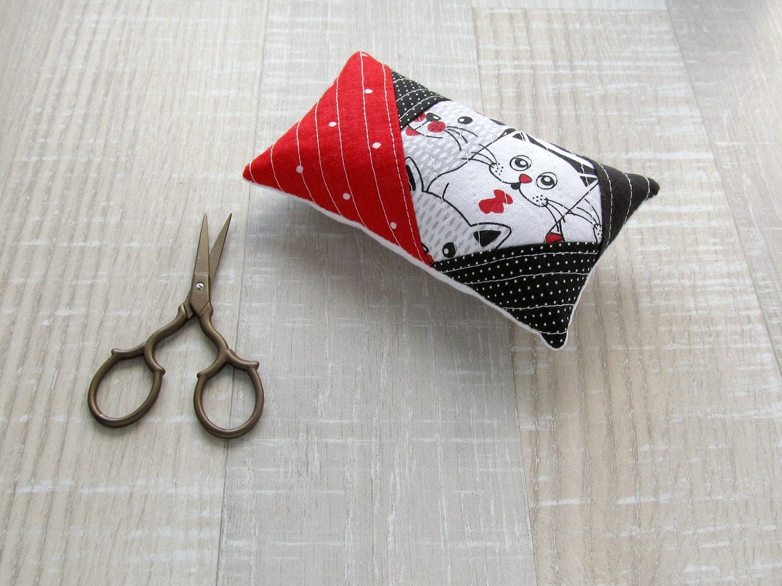 Patchwork pincushion Cats needle cushion Kitten sewing Etsy