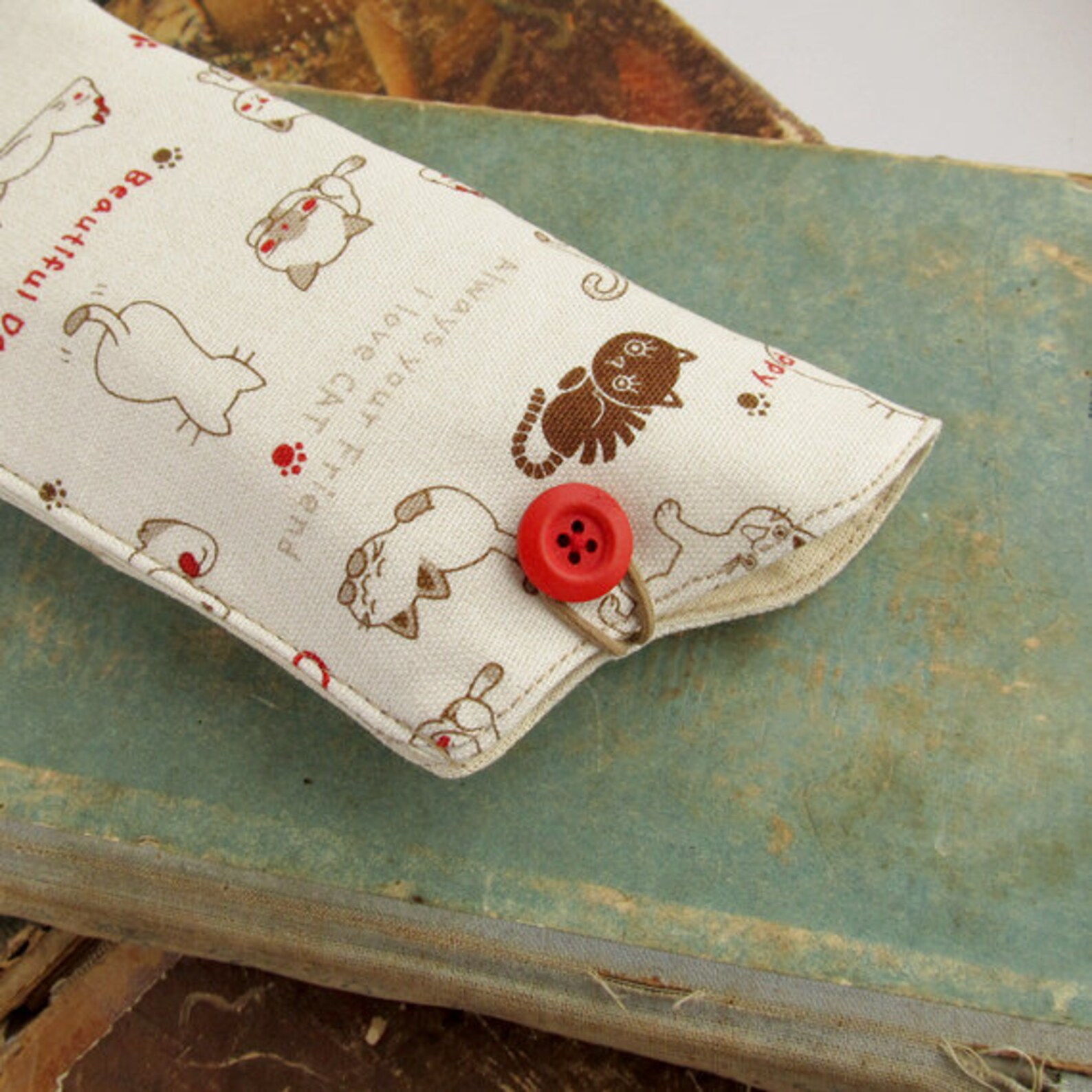 Cat Eyeglass Case Brown Kitten Kawaii Made to Order Etsy