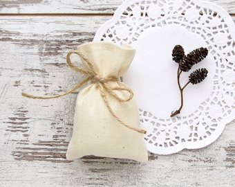 SET OF 10 Muslin Favor Bags, Wedding Gift Bags, Candy Bags, Baptism favor bags - 3 х 4