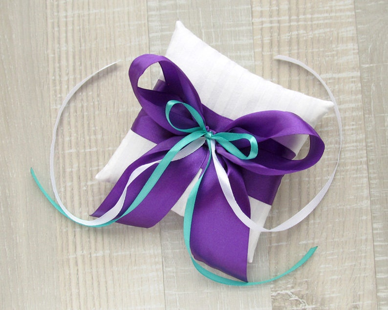 Royal Purple Ring Wedding Pillow White Bearer Pillow Purple Etsy