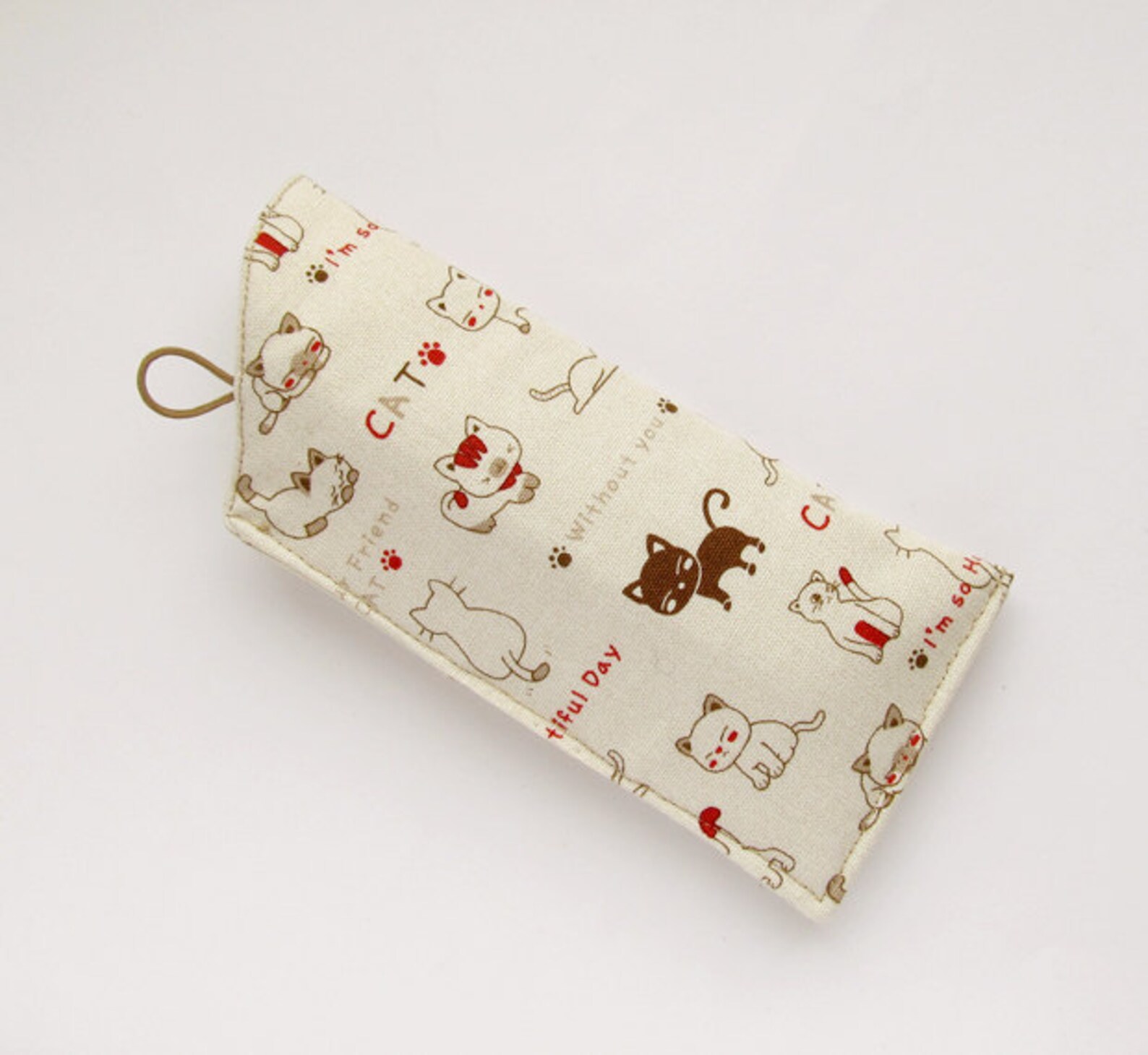 Cat Eyeglass Case Brown Kitten Kawaii Made to Order Etsy