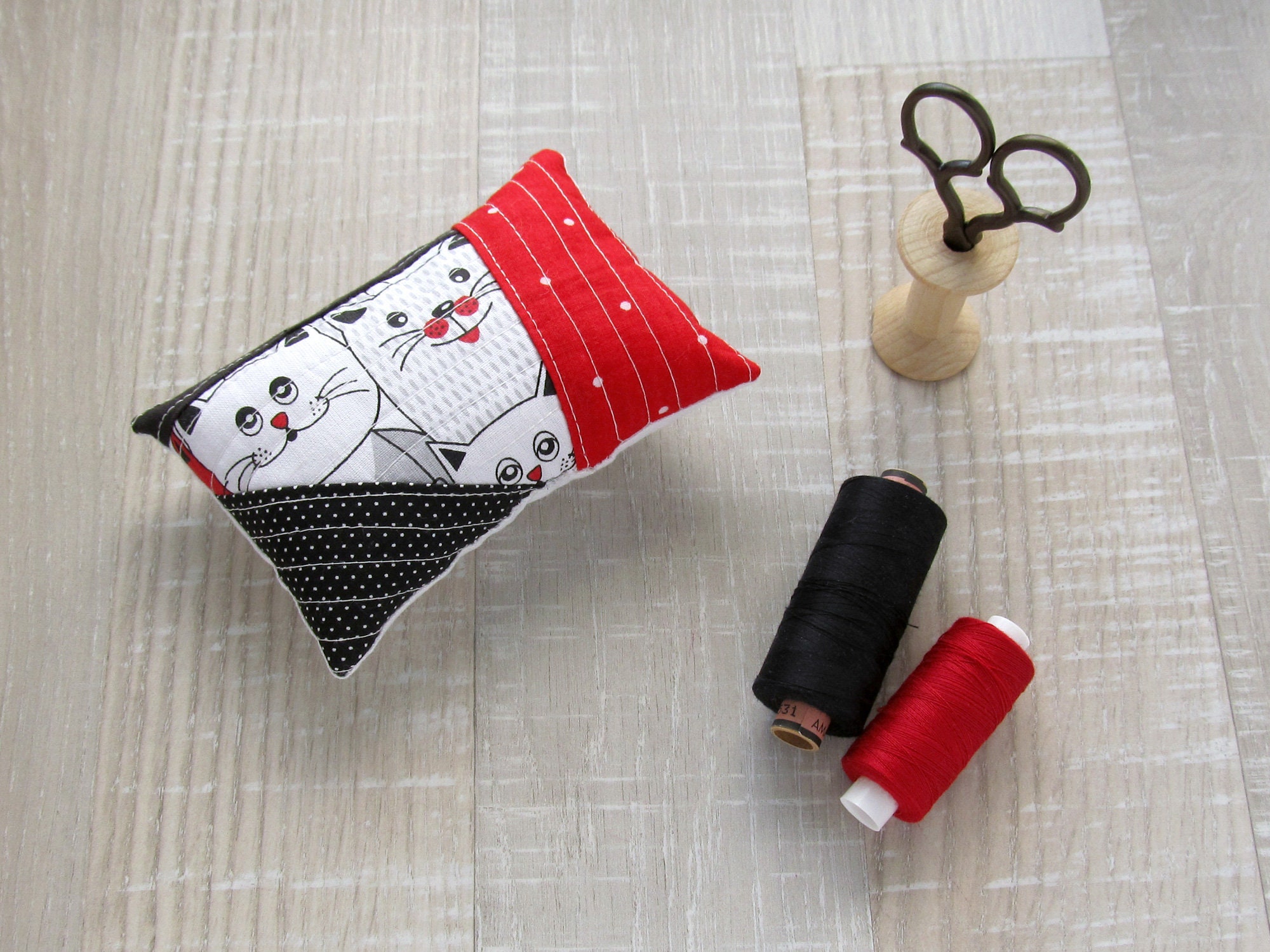 Patchwork pincushion Cats needle cushion Kitten sewing Etsy