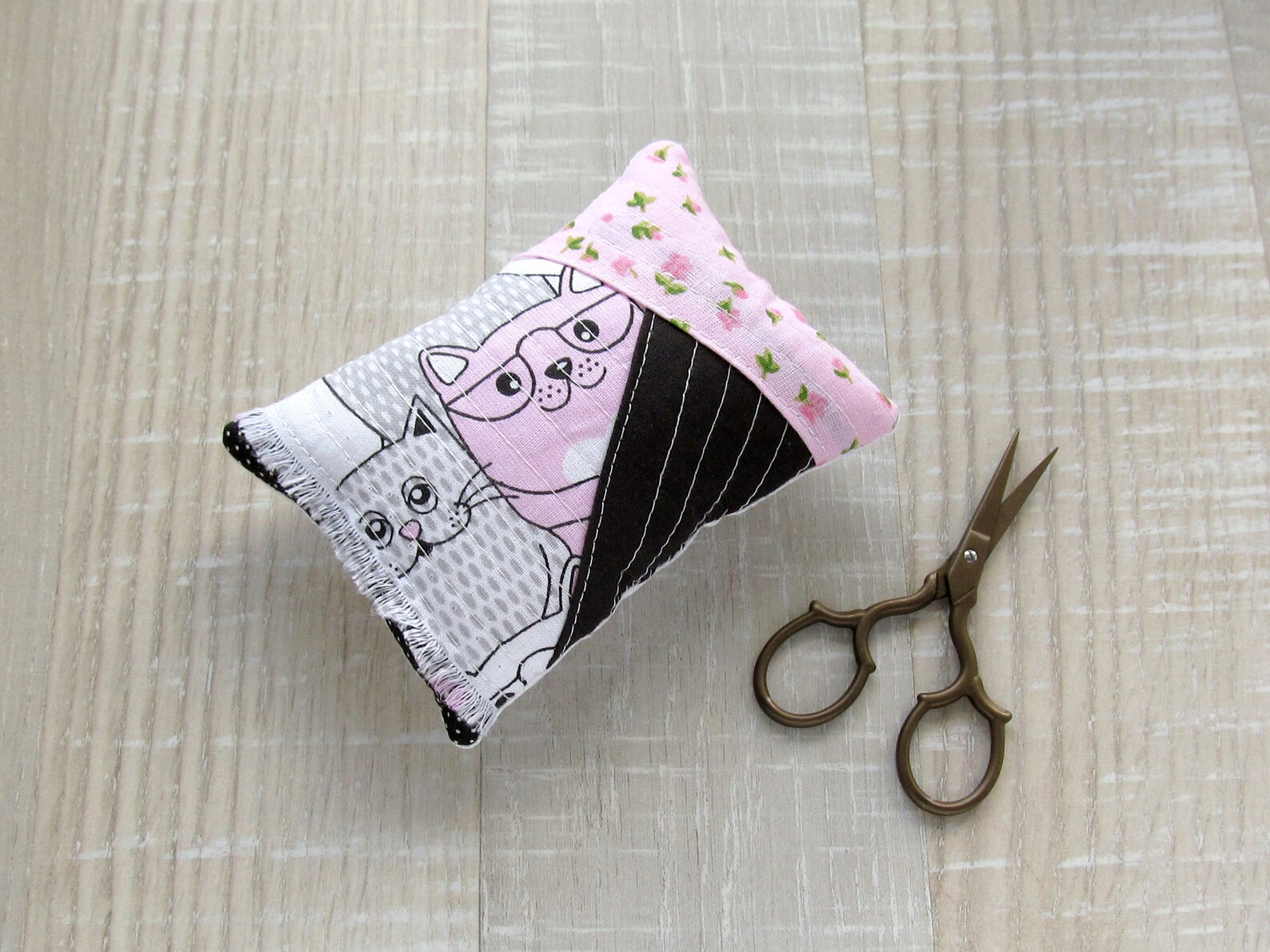 Patchwork pincushion Cats needle cushion Kitten sewing Etsy