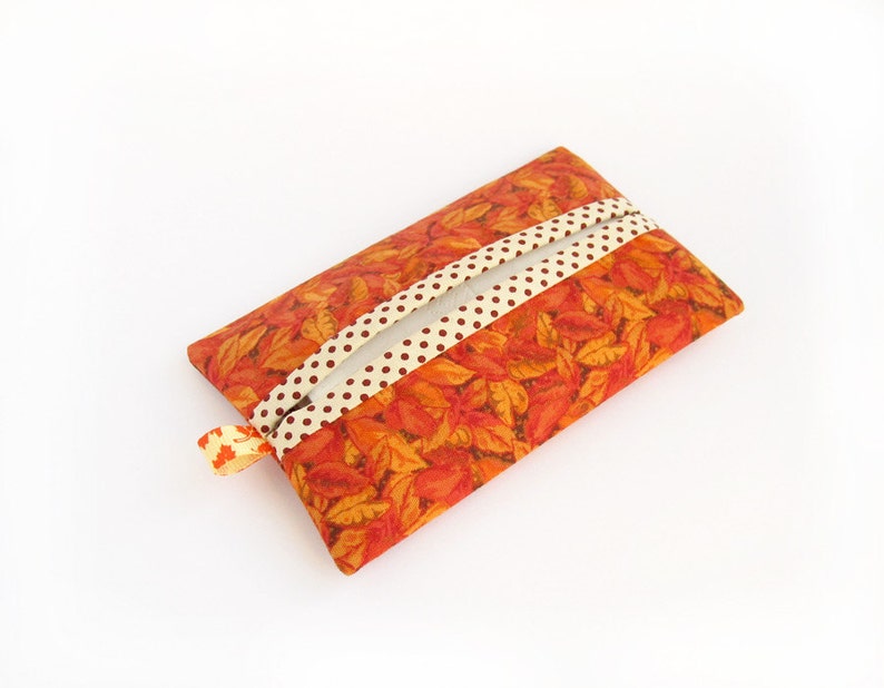 Orange Travel Tissue Case, Pocket Tissue Holder With Autumn Leaves Etsy