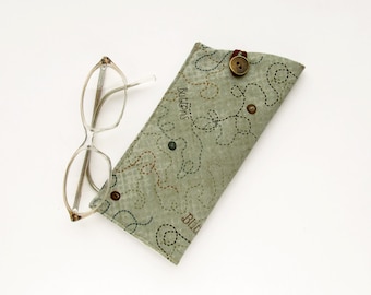 Buttons Eyeglass Green Case