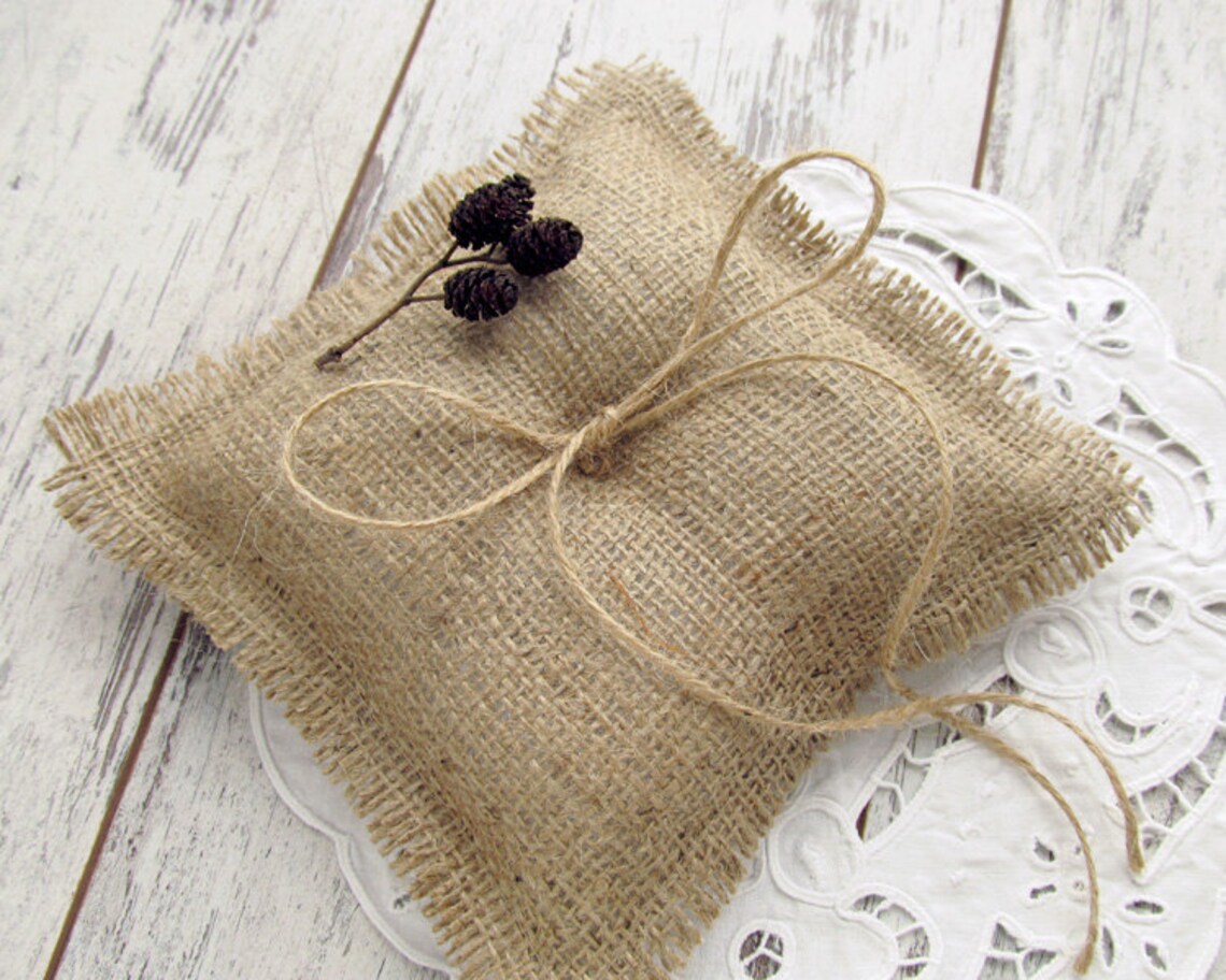 Burlap Ring Pillow Wedding Ring Pillow Ring Bearer Pillows Etsy