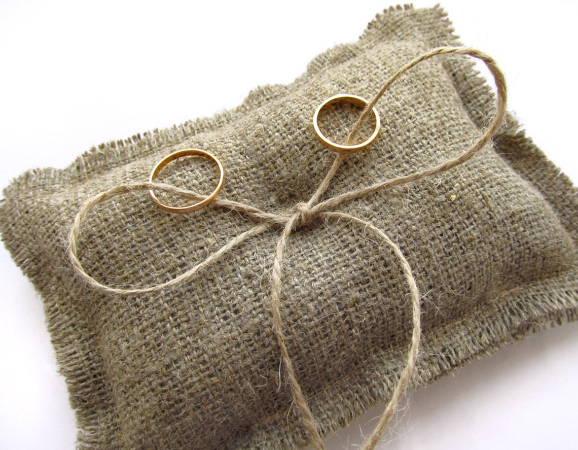 Burlap Wedding Ring Pillow Rustic Bearer Pillow Etsy