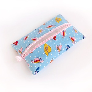 Blue Travel Tissue Case, Pocket Tissue Holder with Hats