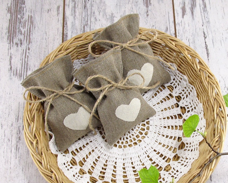 Burlap Favor Bags Wedding Rustic Gift Bag With Heart Candy Etsy