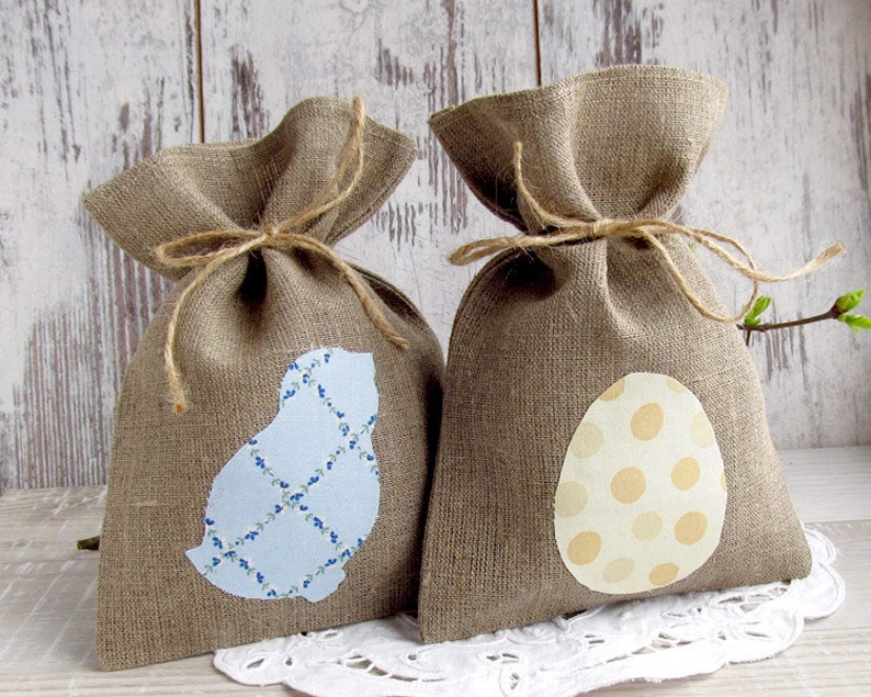 4 Personalized Easter Bags Easter Gift Bags Burlap Candy Etsy