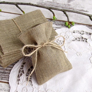 Bridal Favor Burlap Bags, Wedding Rustic Gift Bags, Candy Bags - SET OF 10