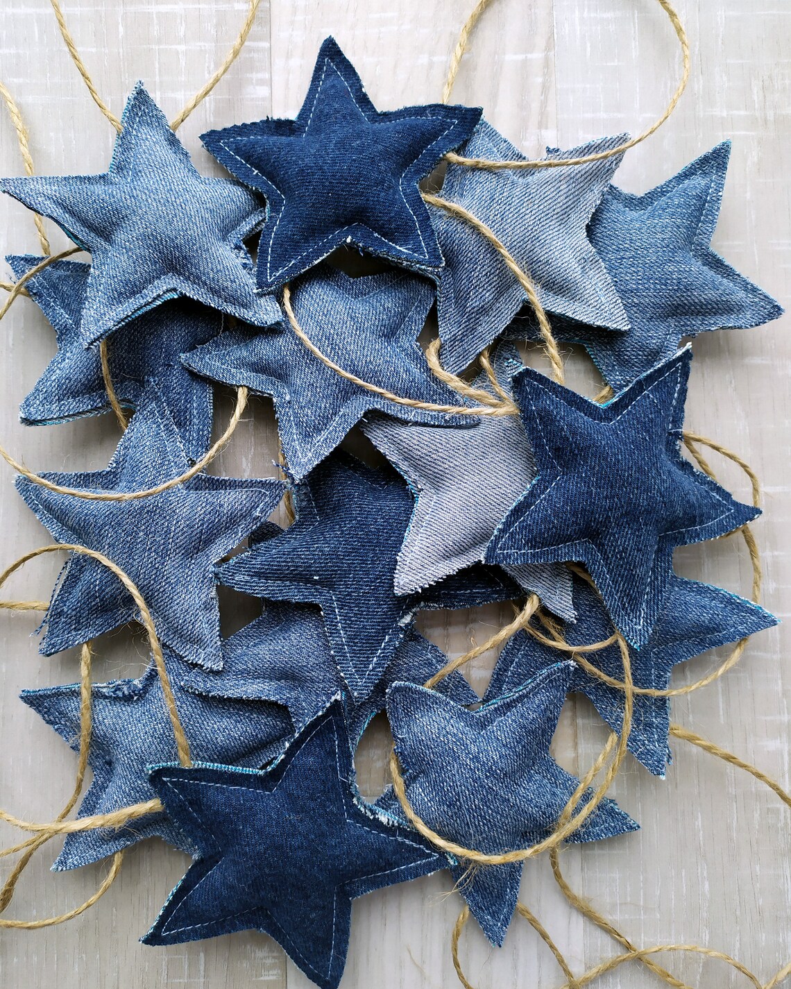 Denim Stars Christmas Ornaments Boho Home Decor Jeans | Etsy