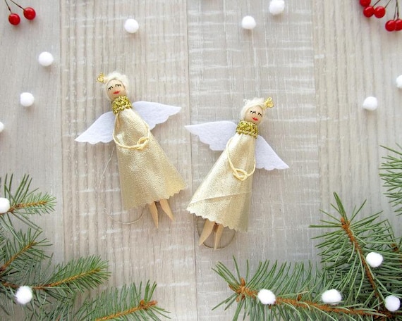 Lot De 12 Anges De Noël En Bois Blanc - Déco Sapin Vintage - Avec Corde Pour Suspension - Pour Couronnes, Cadeaux, Intérieur