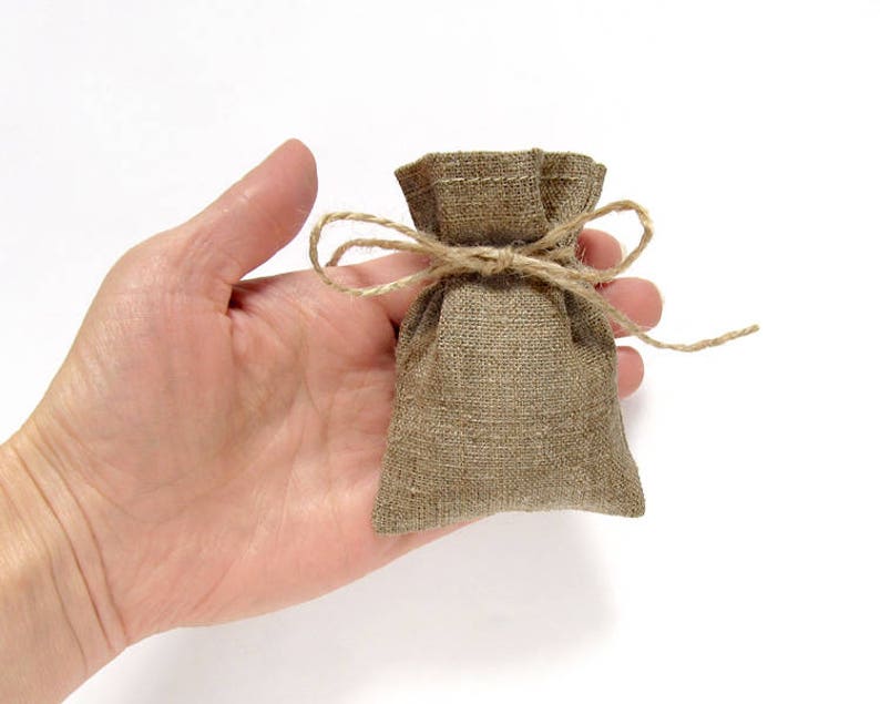 Rustic favor bags, Wedding burlap favor, Lace gift bags, Baptism favor bags, Candy small bag, Burlap and lace bag, Wedding favors image 4