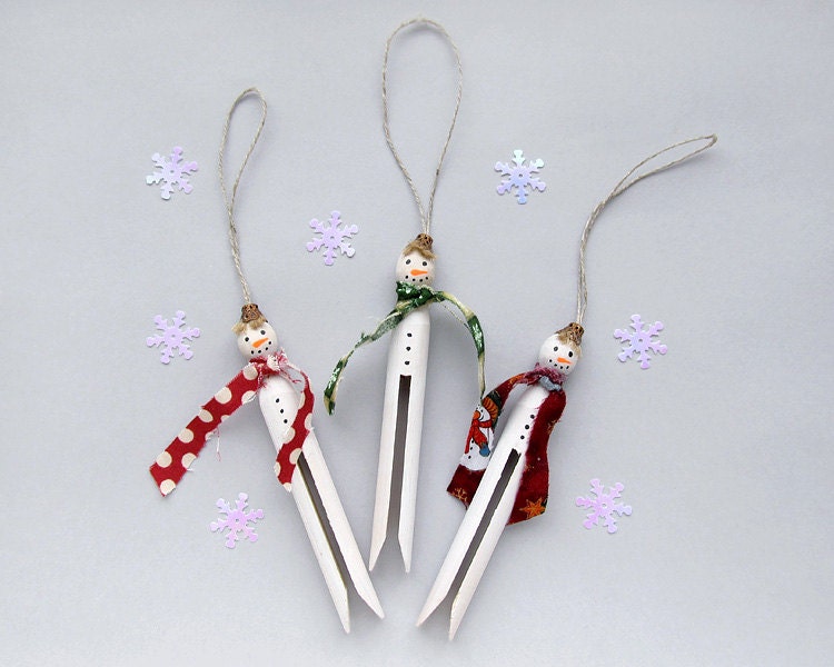 3 Primitive Christmas Snowmen White Christmas Ornaments Wood | Etsy UK