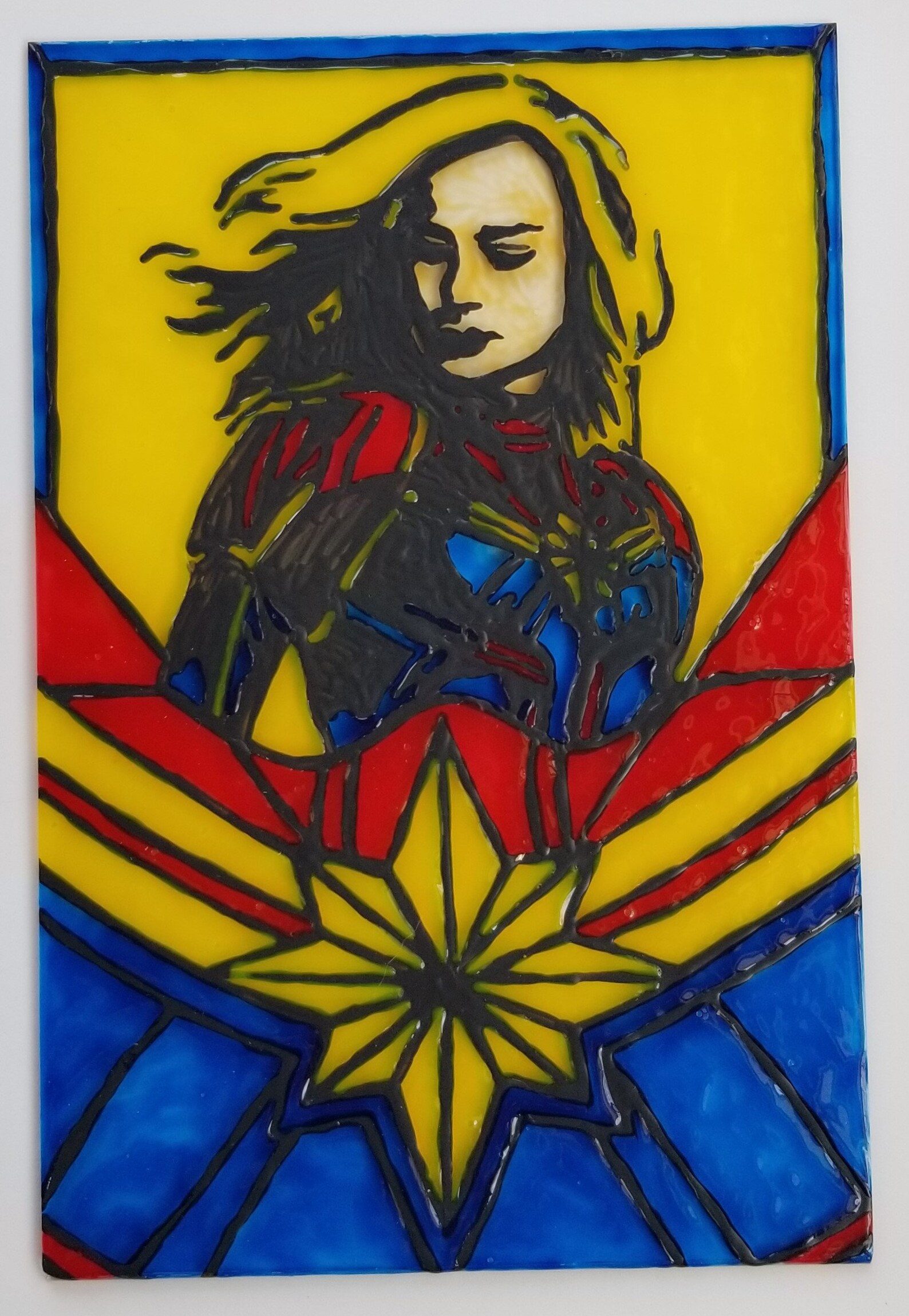 Captain Marvel Stained Glass Painting - Etsy