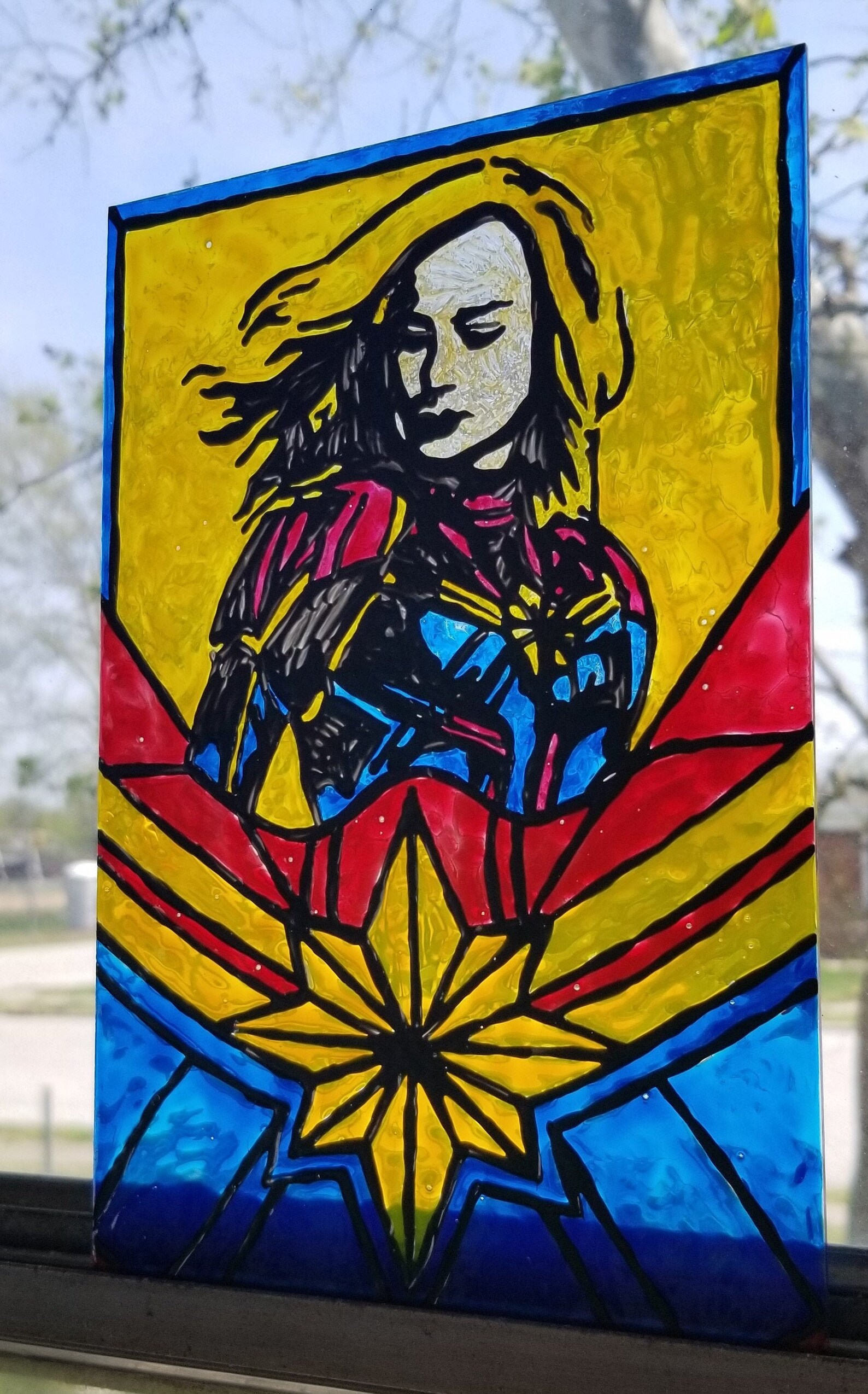 Captain Marvel Stained Glass Painting - Etsy