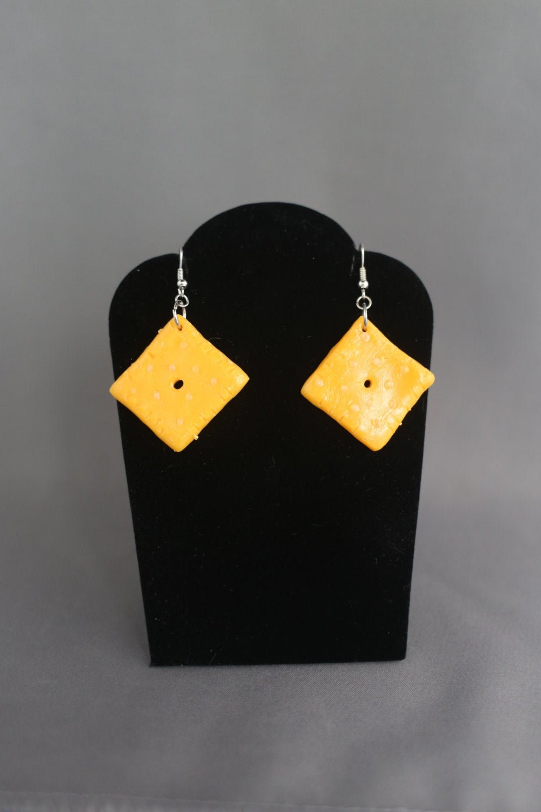 Cheezit Dangle Earrings Made From Polymer Clay Etsy