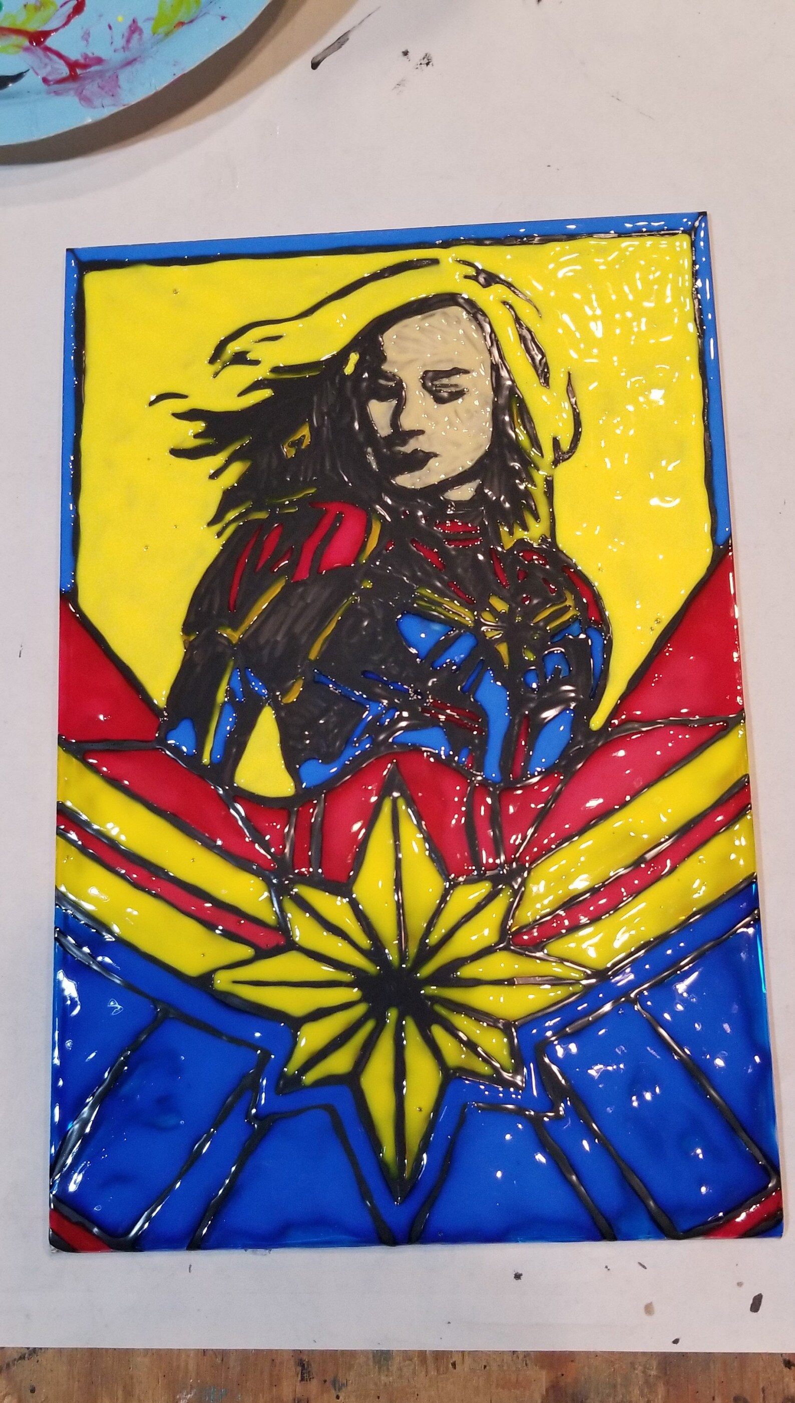 Captain Marvel Stained Glass Painting - Etsy