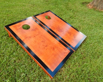 Regulation Black Border Gunstock Stained Cornhole Boards W/O Bags