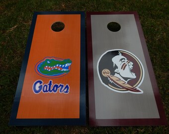 Regulation Fl Gators & Fl State Seminoles Combo Cornhole Board Set W/ Bags
