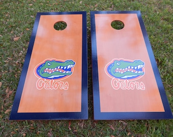 Regulation Blue Border Florida Gators Conhole Boards W/ Bags
