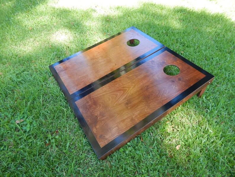 Regulation Black Border English Chestnut Cornhole Board Set Etsy